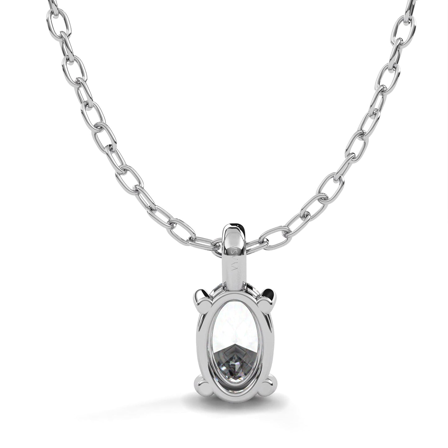 Oval Solitaire Pendent White