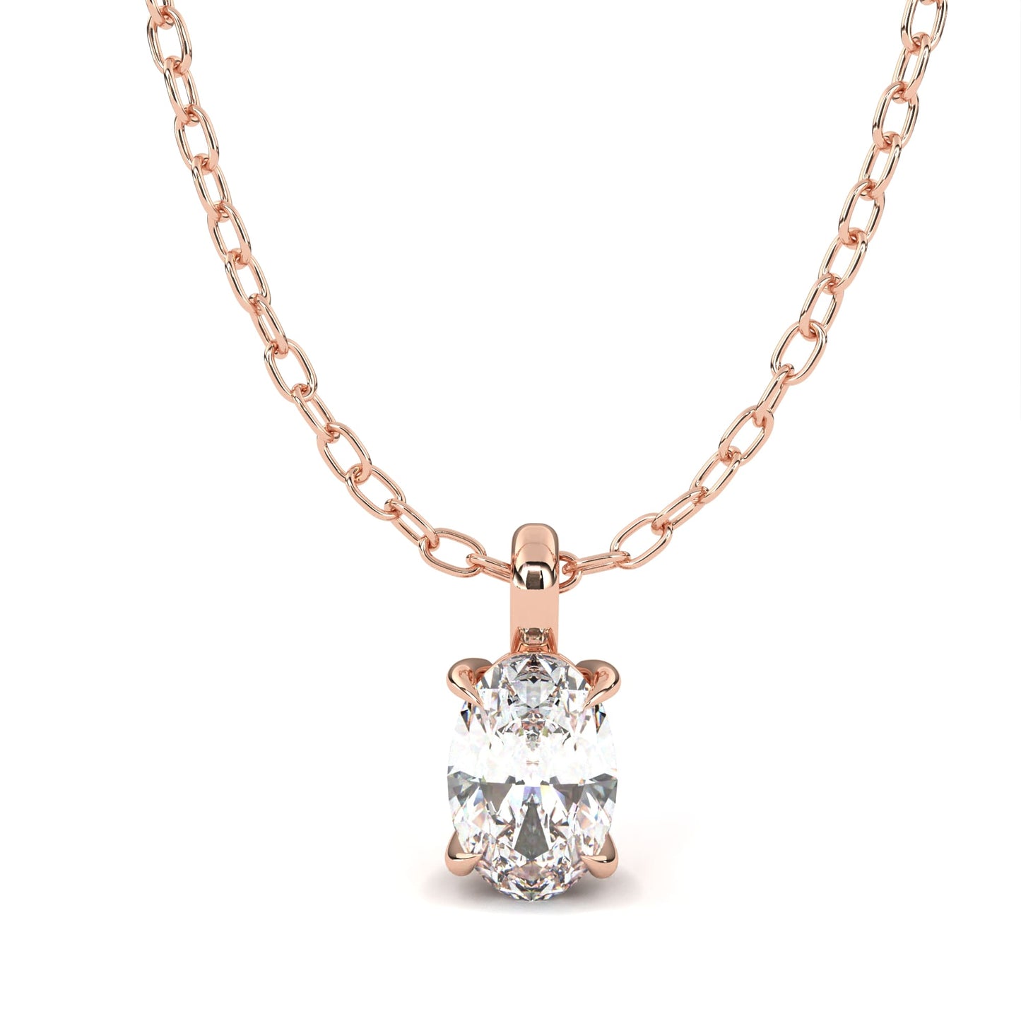 Oval Solitaire Pendent Rose