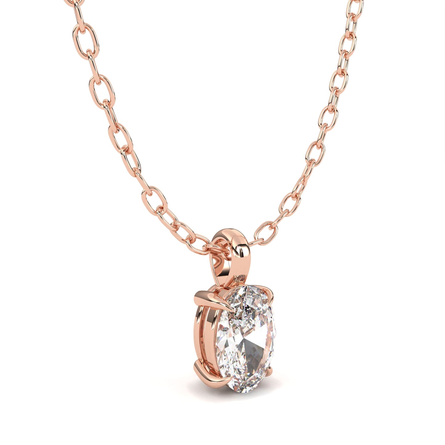 Oval Solitaire Pendent Rose