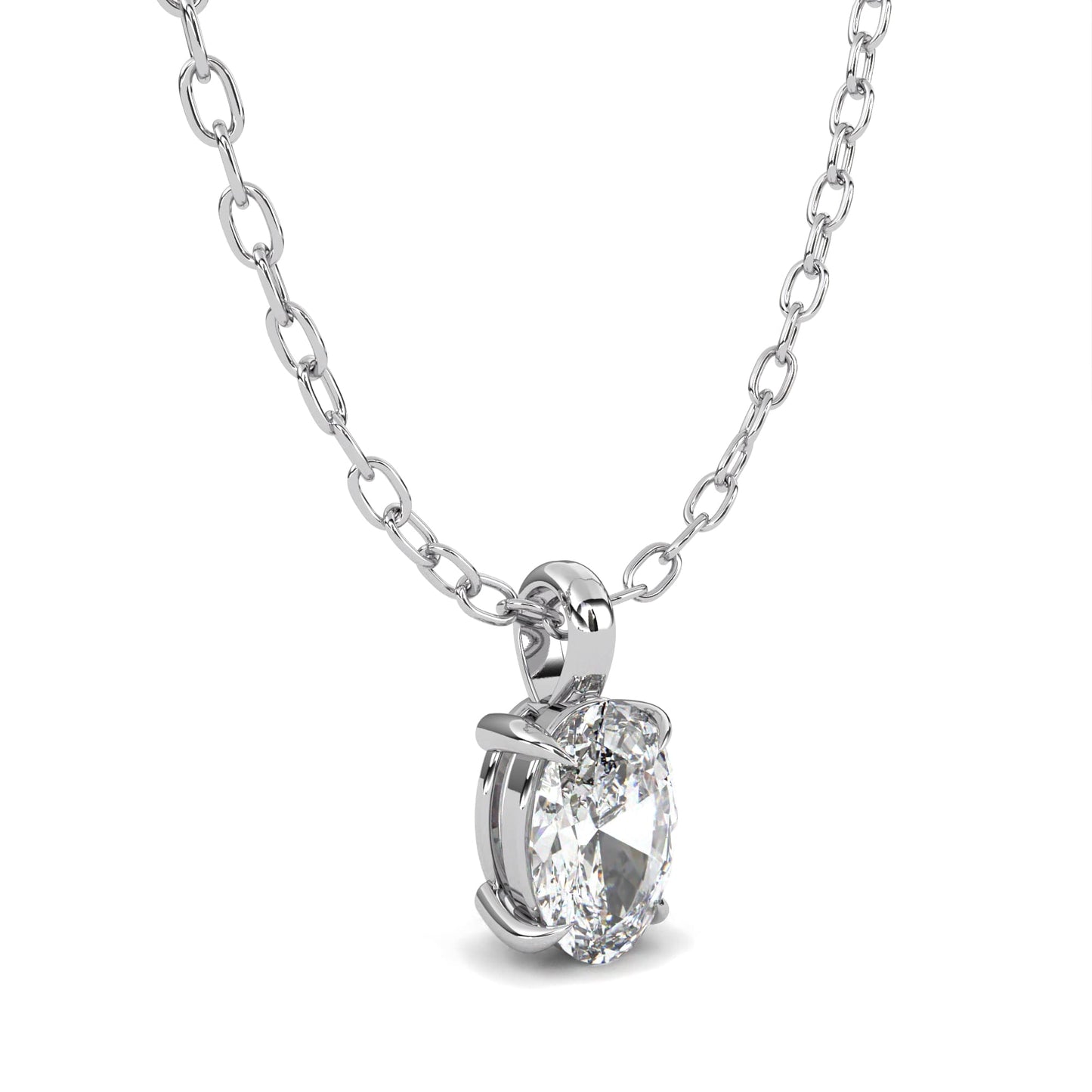 Oval Solitaire Pendent White