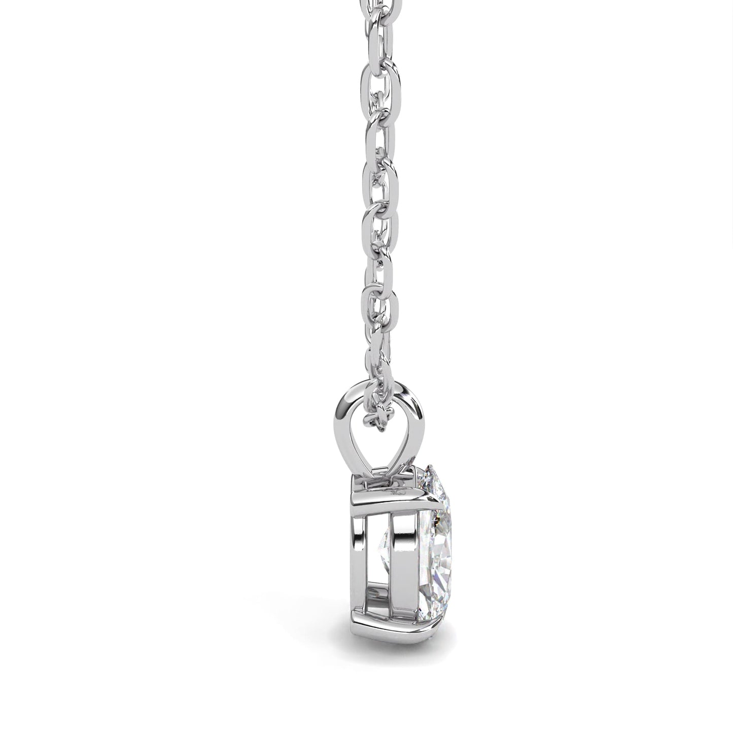 Oval Solitaire Pendent White