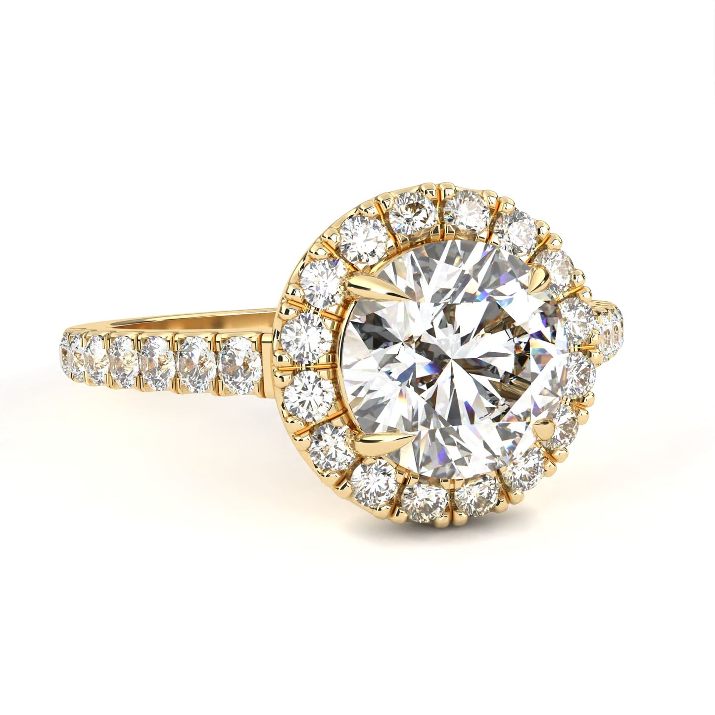 Round Halo Diamond Ring Yellow