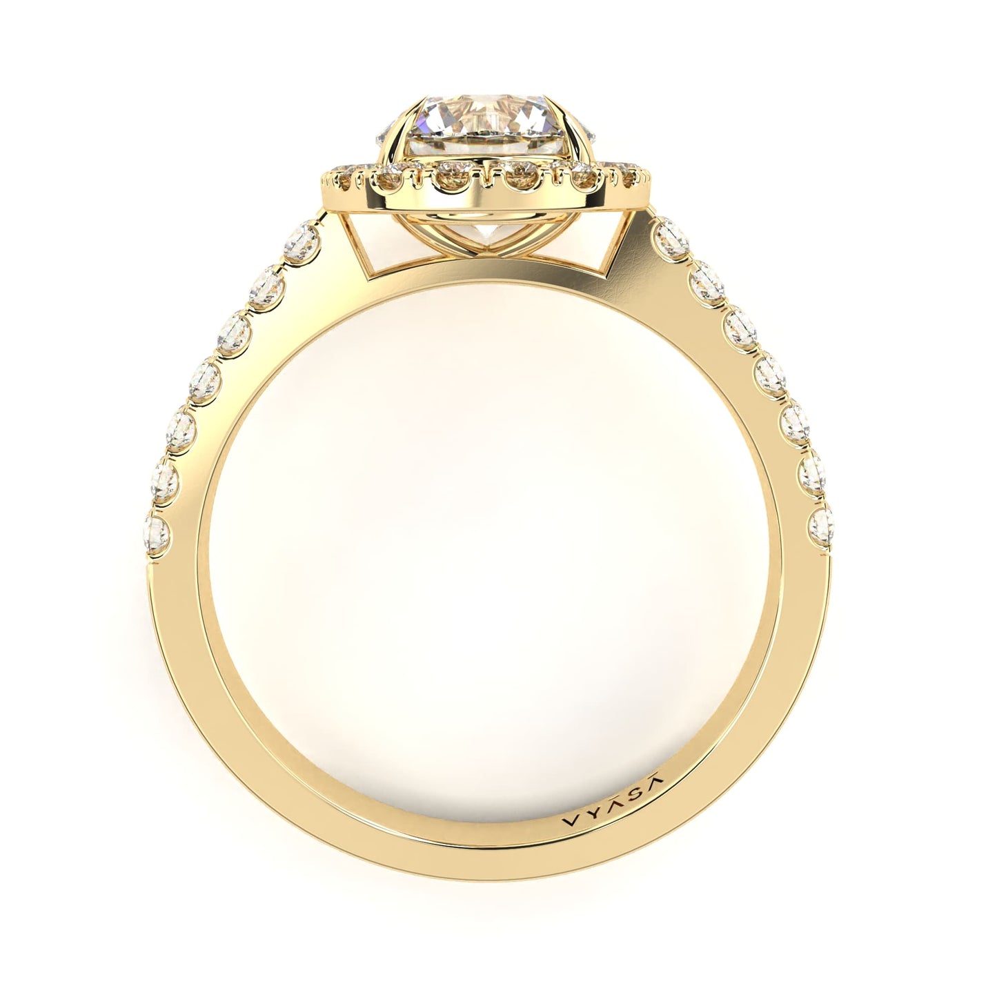 Round Halo Diamond Ring Yellow