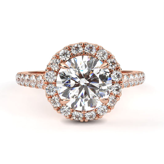 Round Halo Diamond Ring Rose