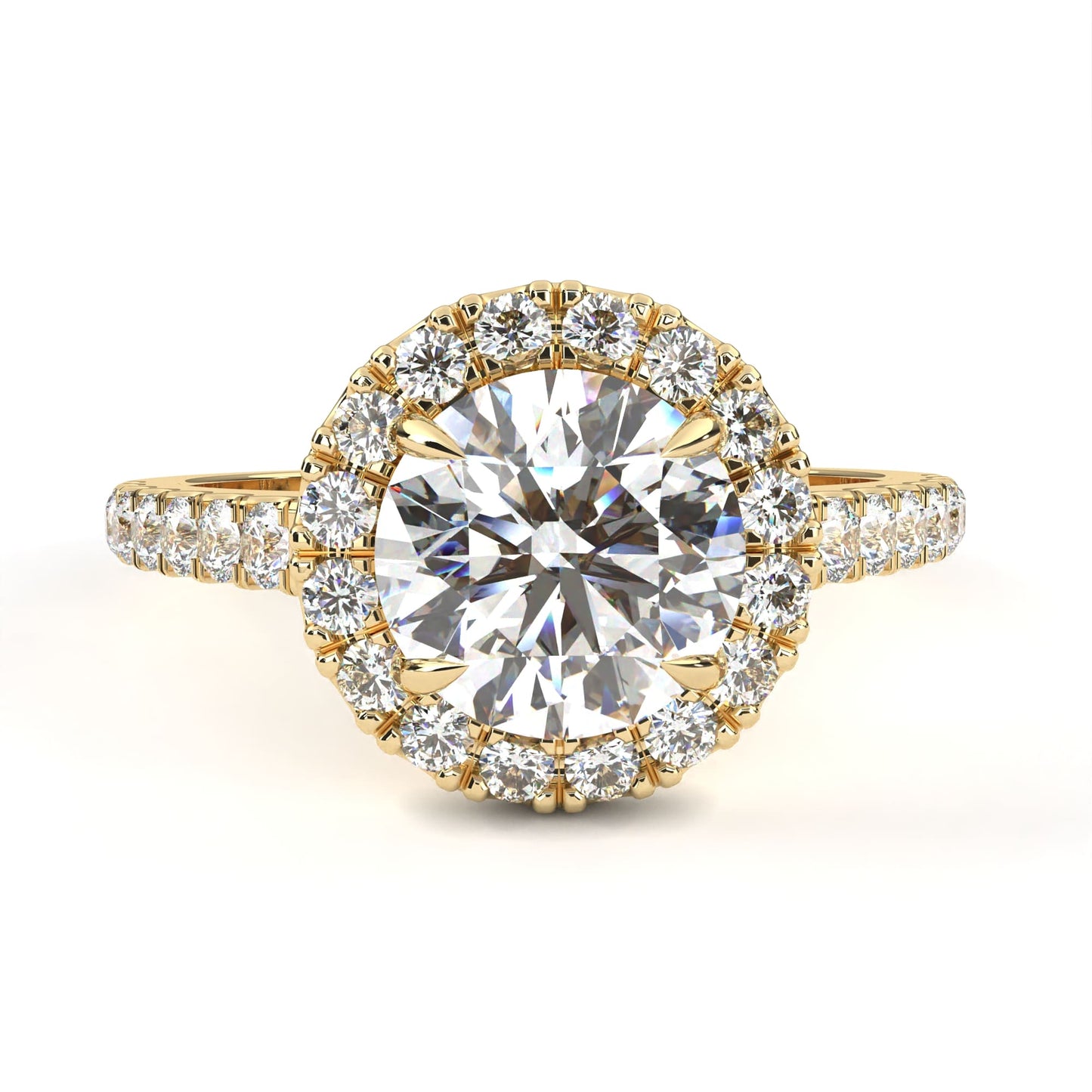 Round Halo Diamond Ring Yellow
