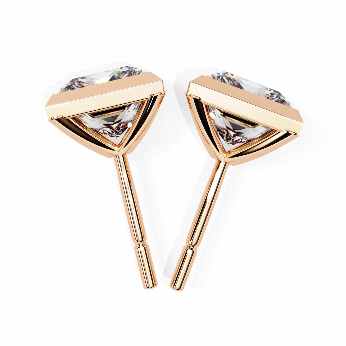 Princess Solitaire Halo Earring Rose