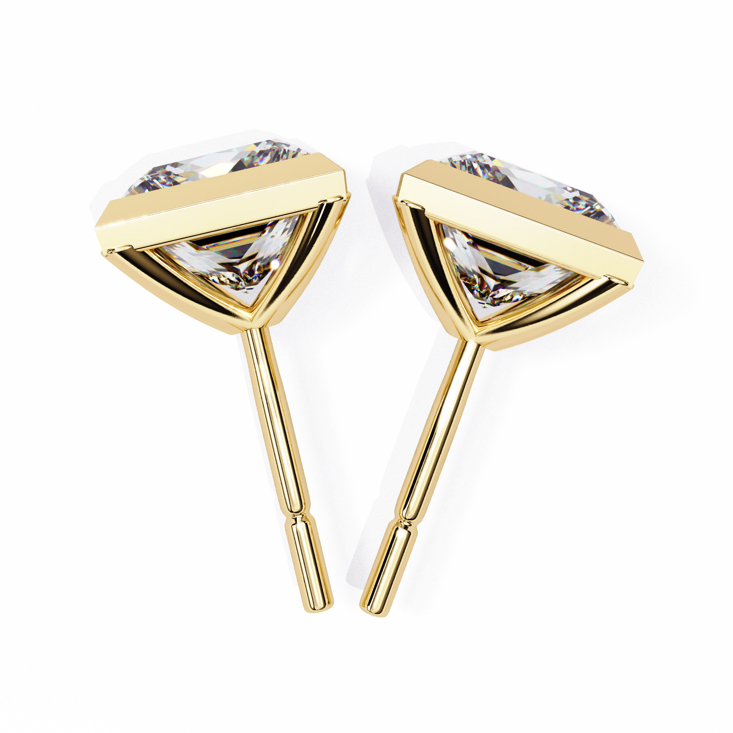 Princess Solitaire Halo Earring Yellow