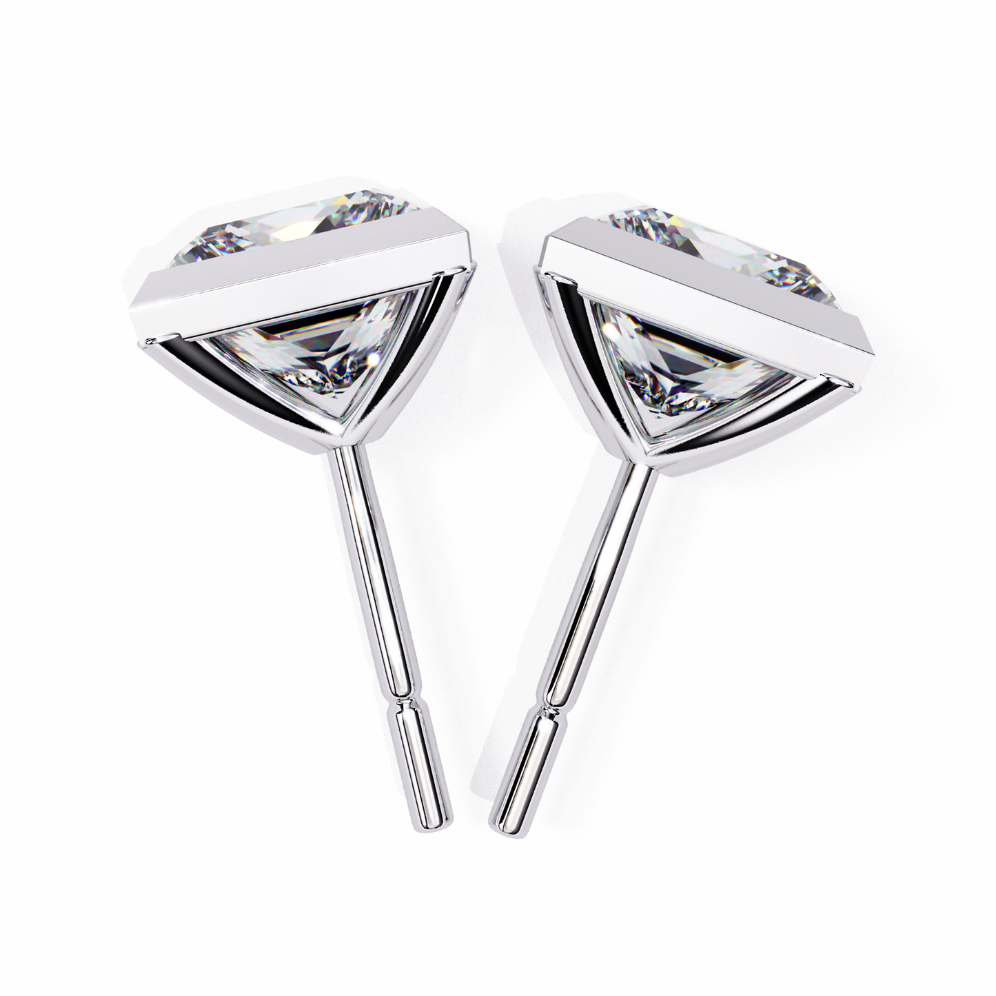 Princess Solitaire Halo Earring White