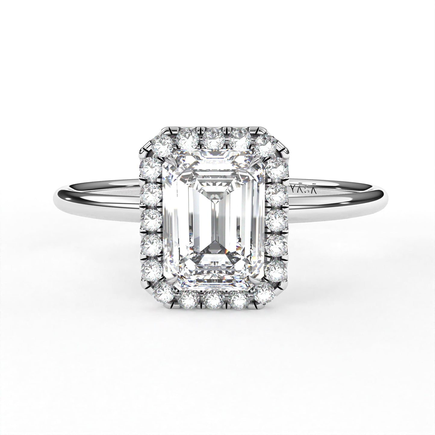 Emerald Halo Ring White Gold