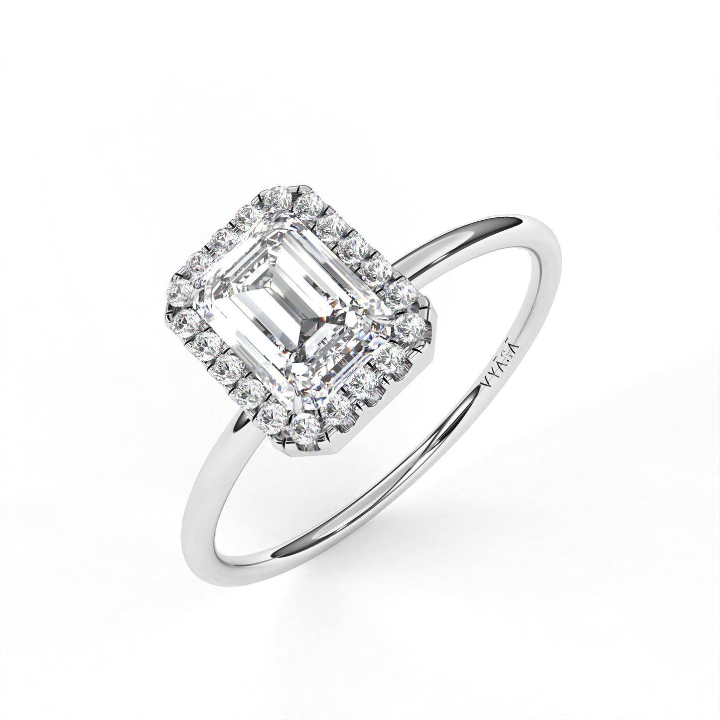 Emerald Halo Ring White Gold