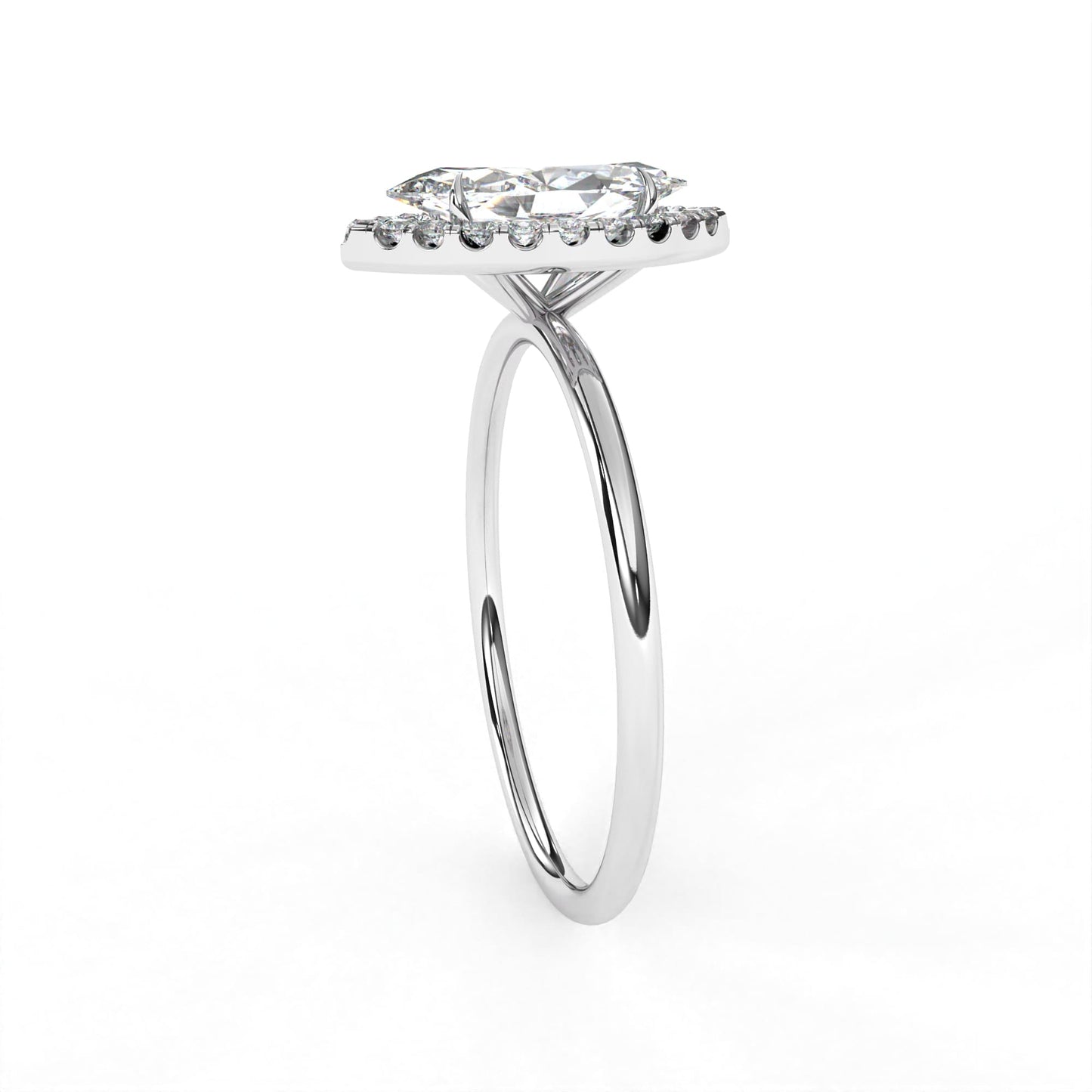 Marquise Halo Ring White Gold