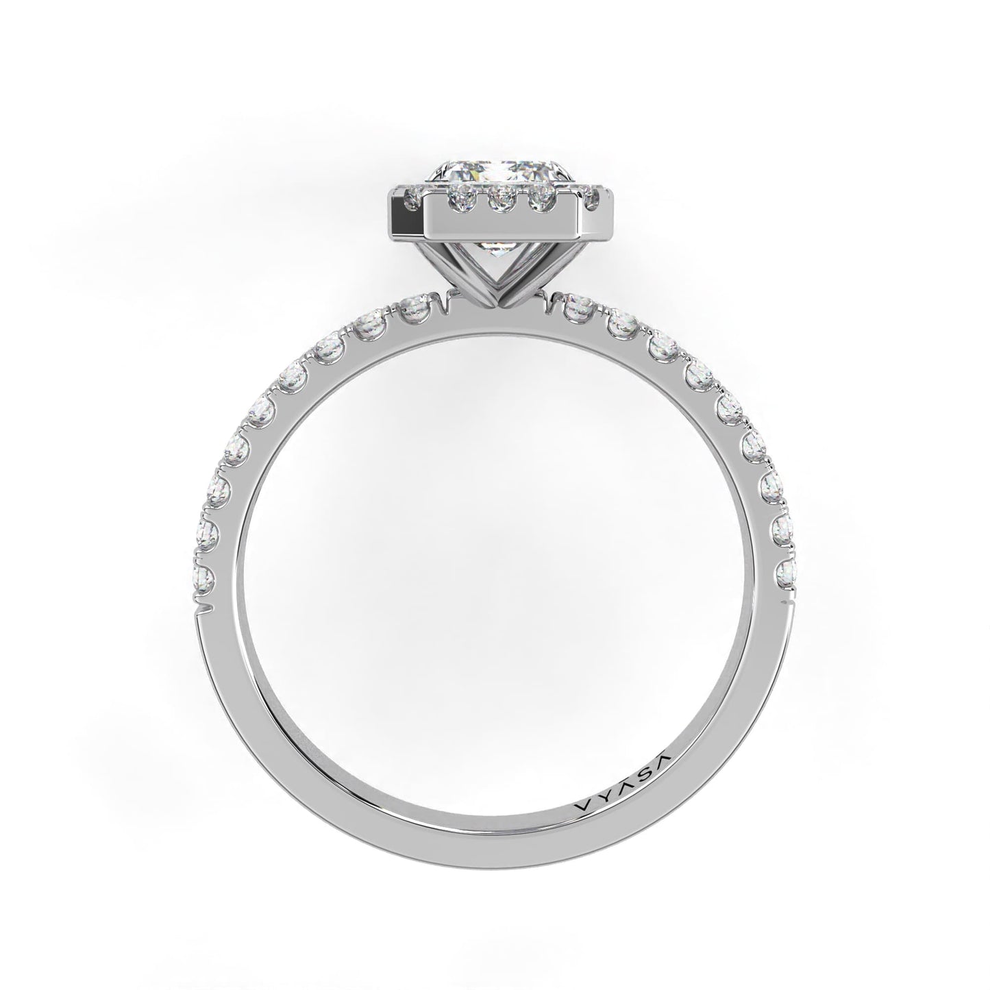 Emerald Halo Diamond Ring White