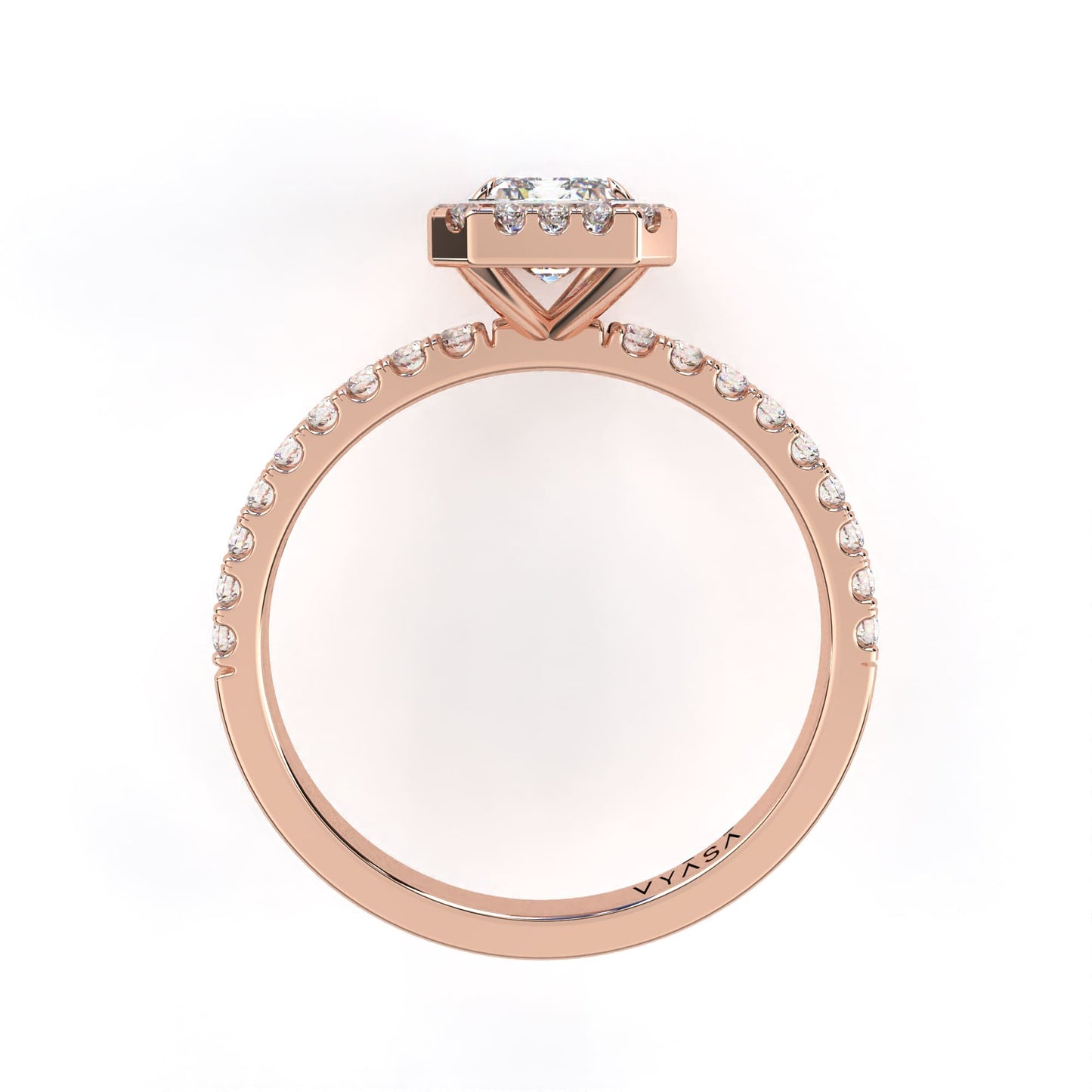 Emerald Halo Diamond Ring Rose