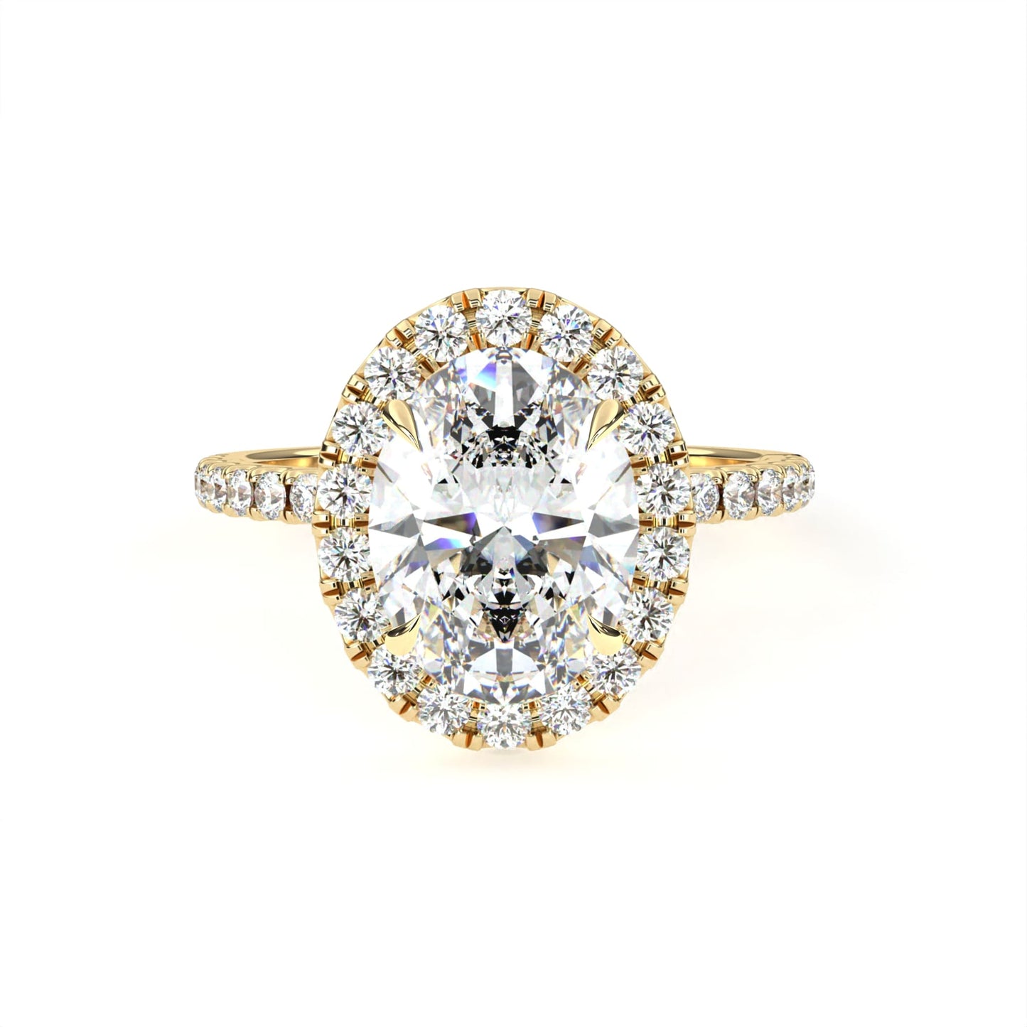 Oval Halo Ring Yellow Gold