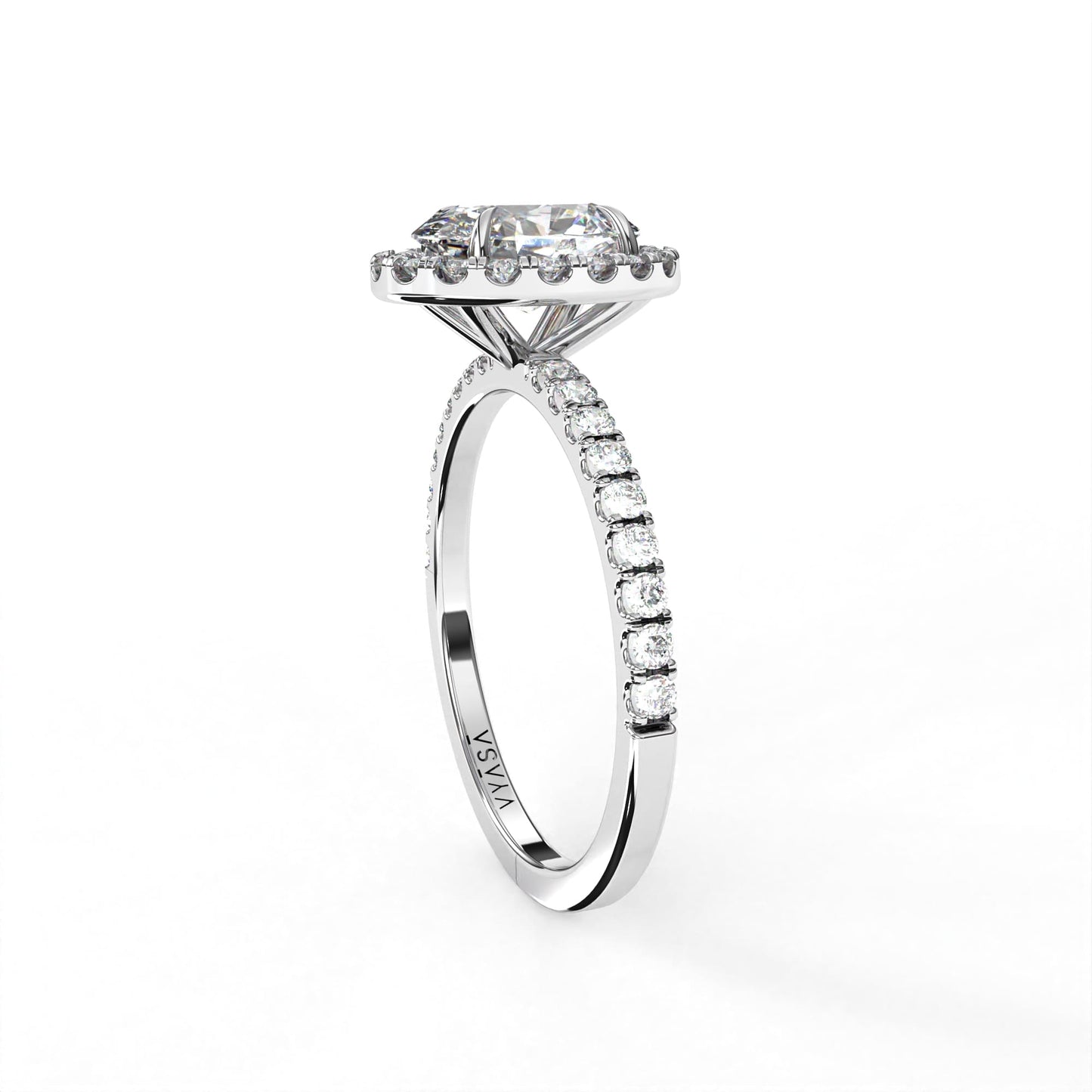 Oval Halo Ring White Gold