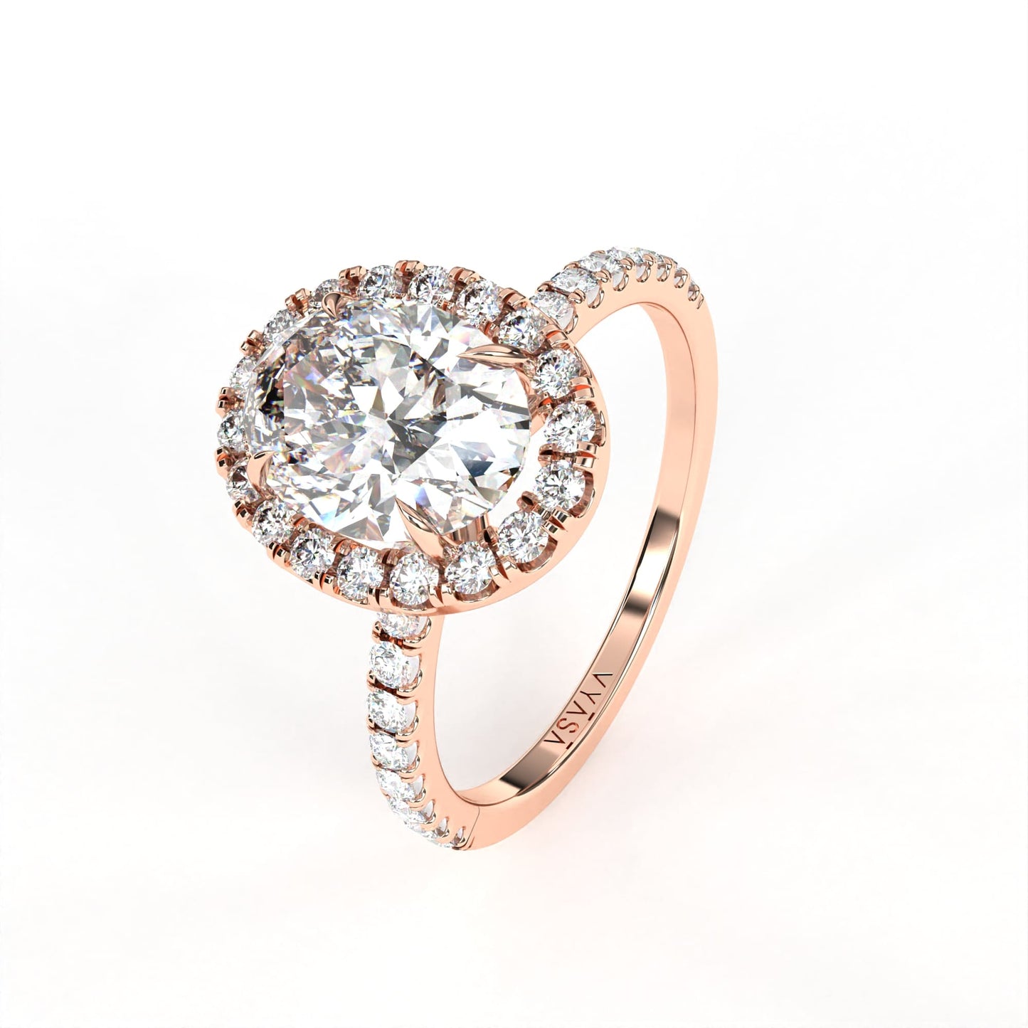 Oval Halo Ring Rose Gold