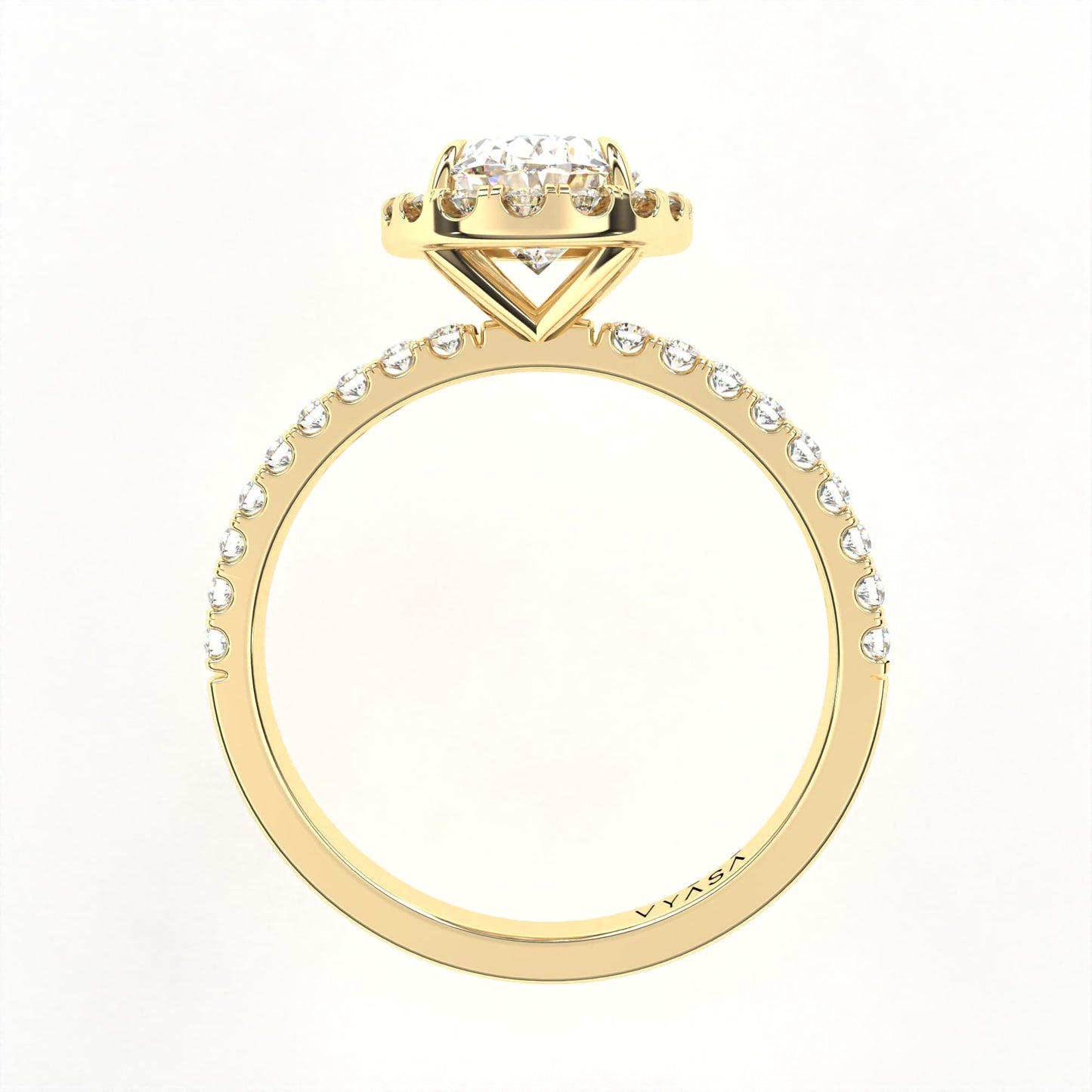 Oval Halo Ring Yellow Gold
