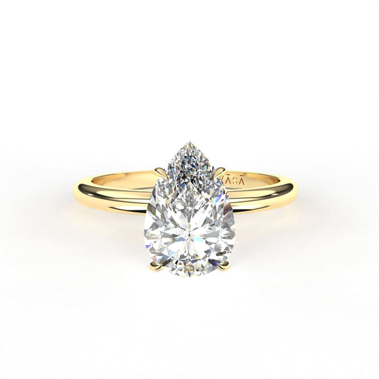 Pear Hidden Halo Ring Yellow