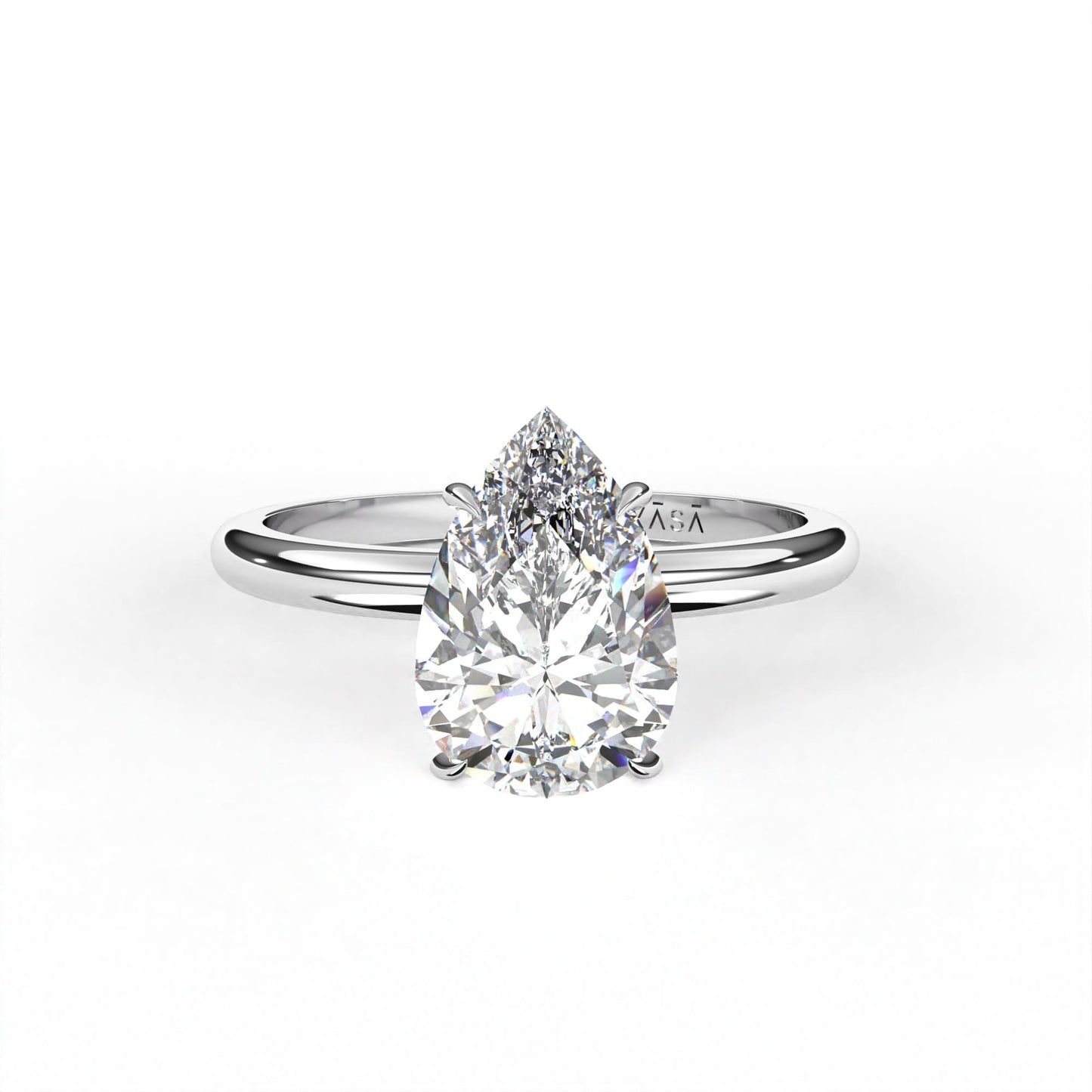 Pear Hidden Halo Ring White