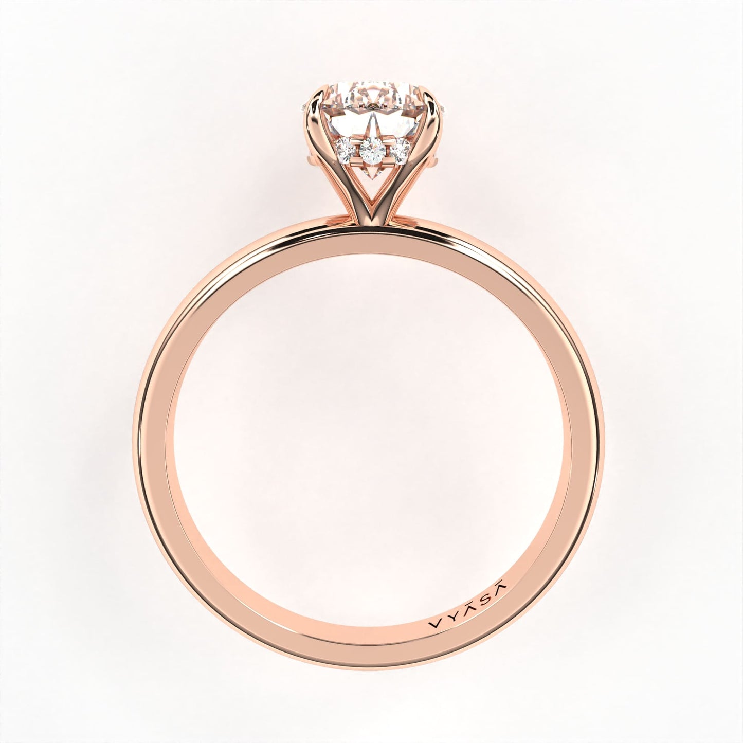 Pear Hidden Halo Ring Rose