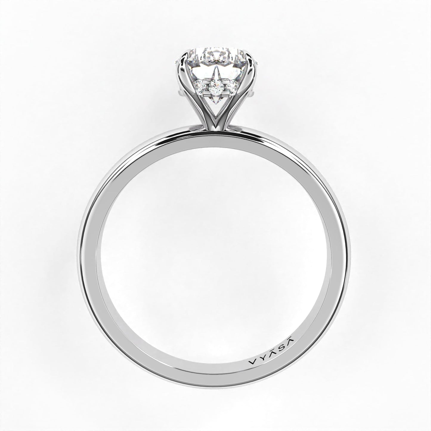 Pear Hidden Halo Ring White