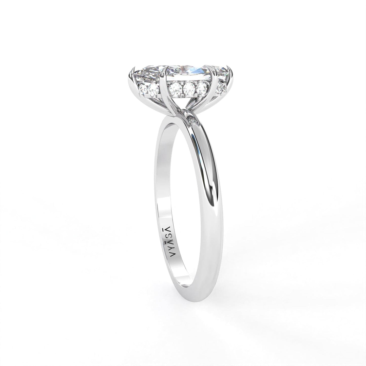 Marquise Hidden Halo Ring White