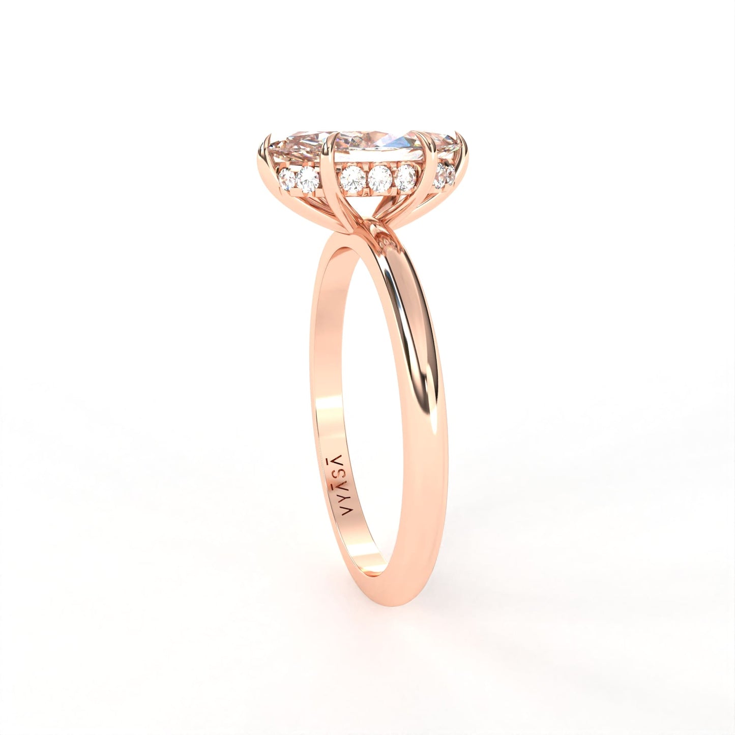 Marquise Hidden Halo Ring Rose
