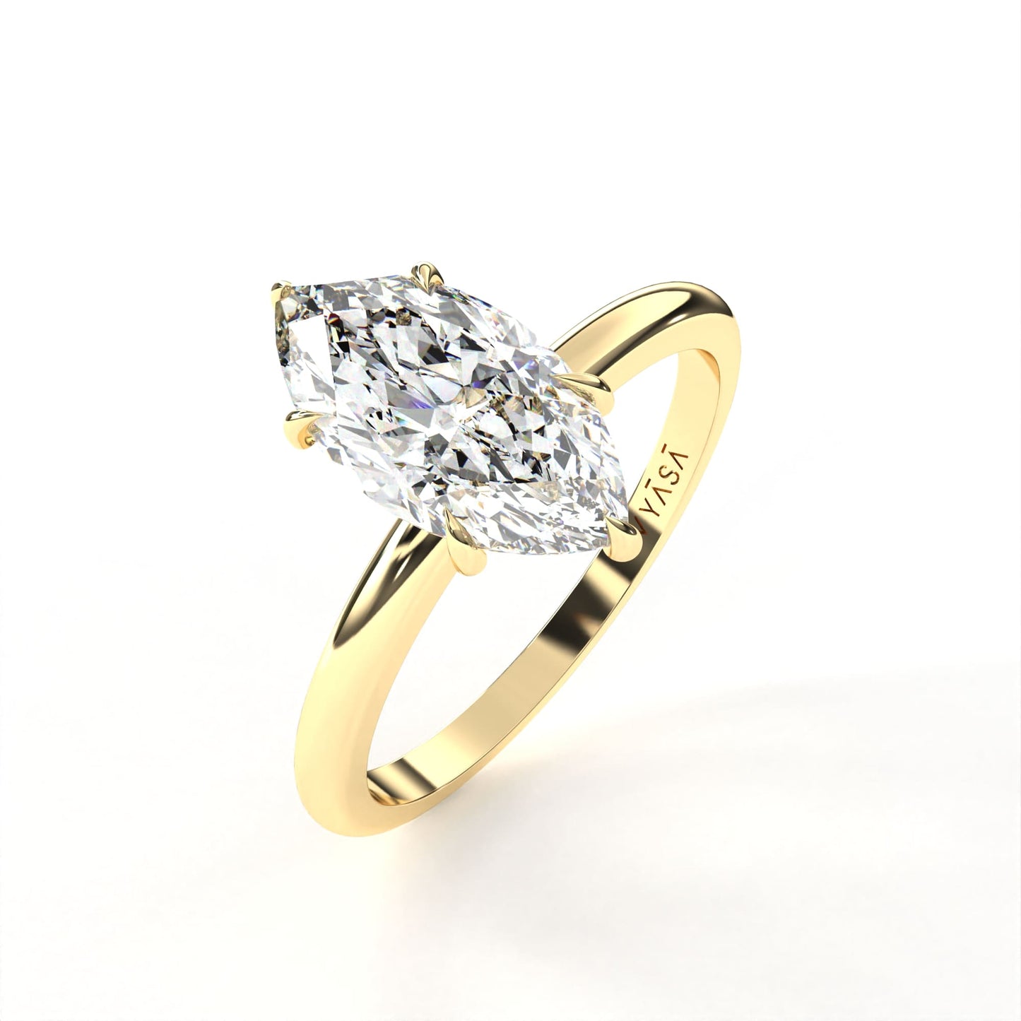 Marquise Hidden Halo Ring Yellow