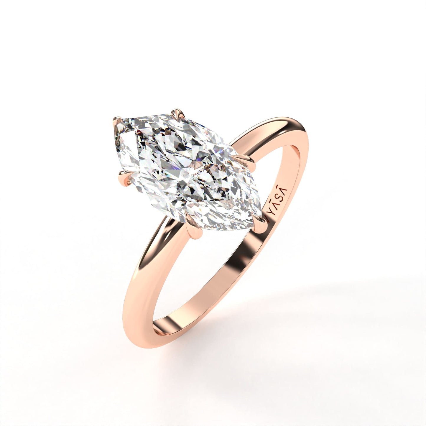 Marquise Hidden Halo Ring Rose