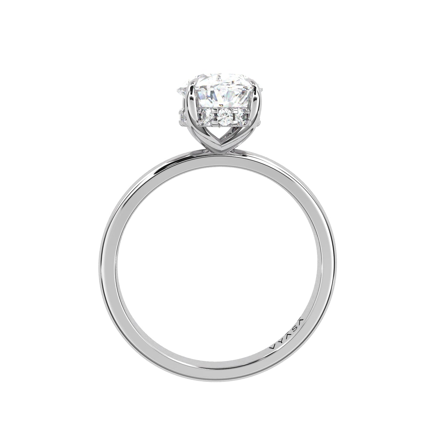 Oval Hidden Halo Ring White