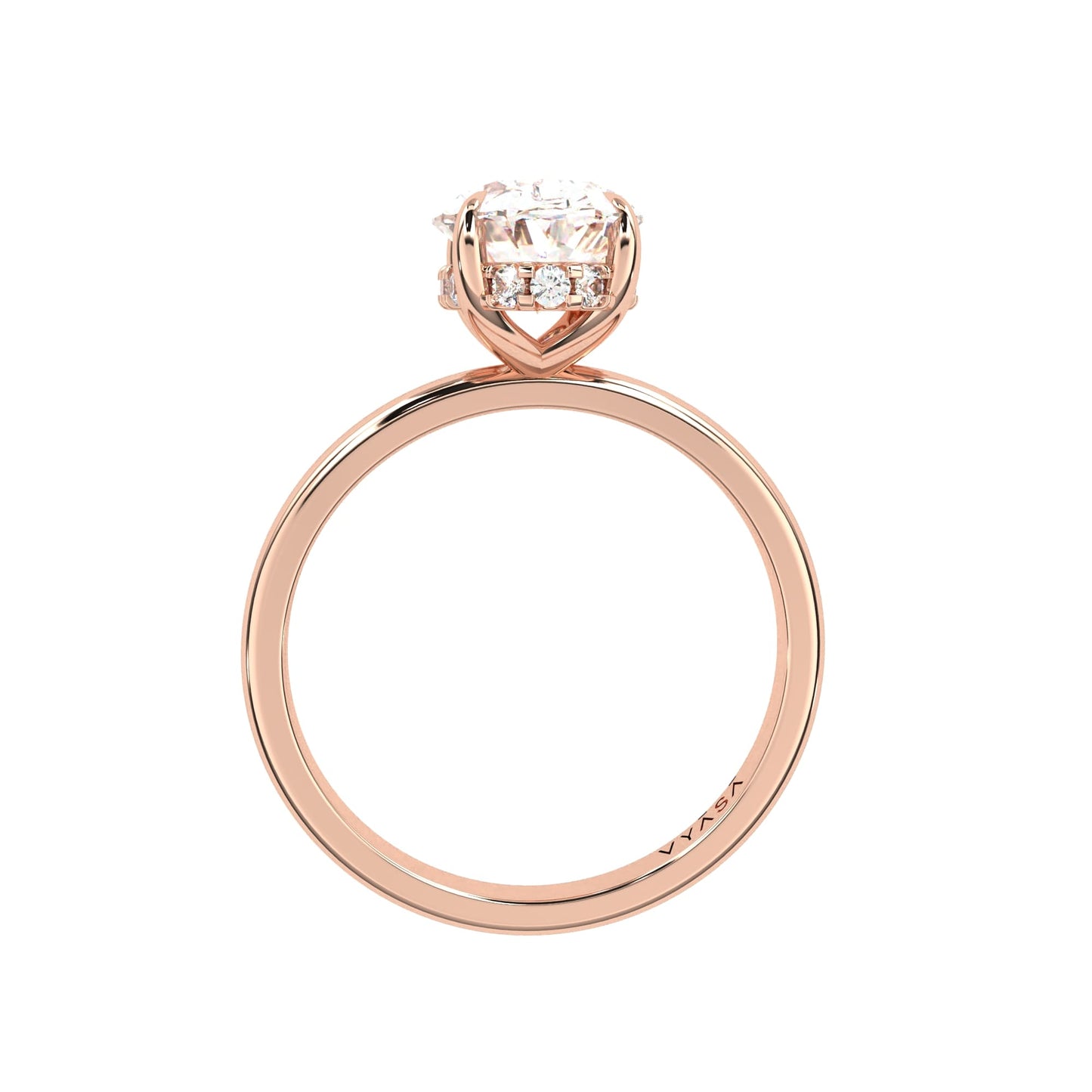 Oval Hidden Halo Ring Rose