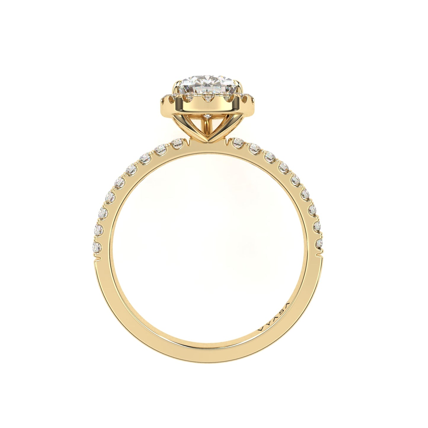 Pear Halo With Diamond Ring Yellow