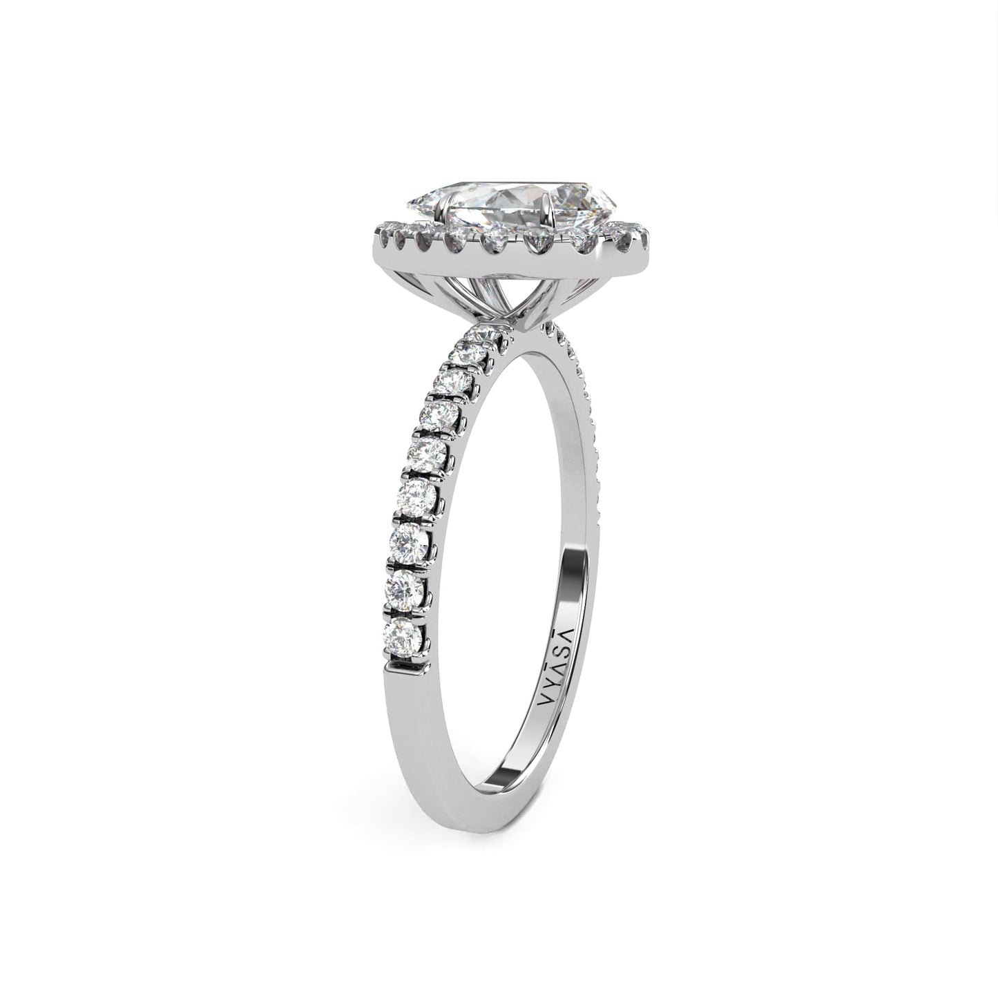 Pear Halo With Diamond Ring White