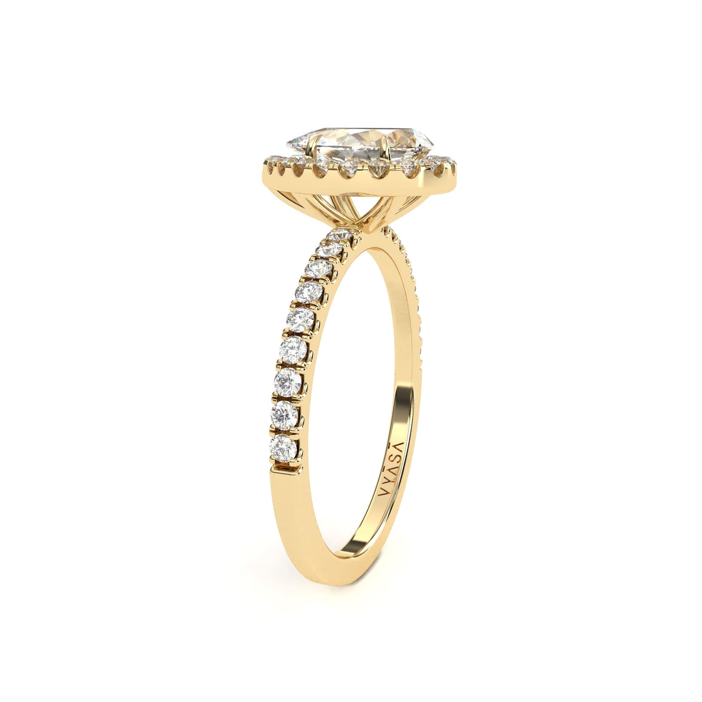 Pear Halo With Diamond Ring Yellow