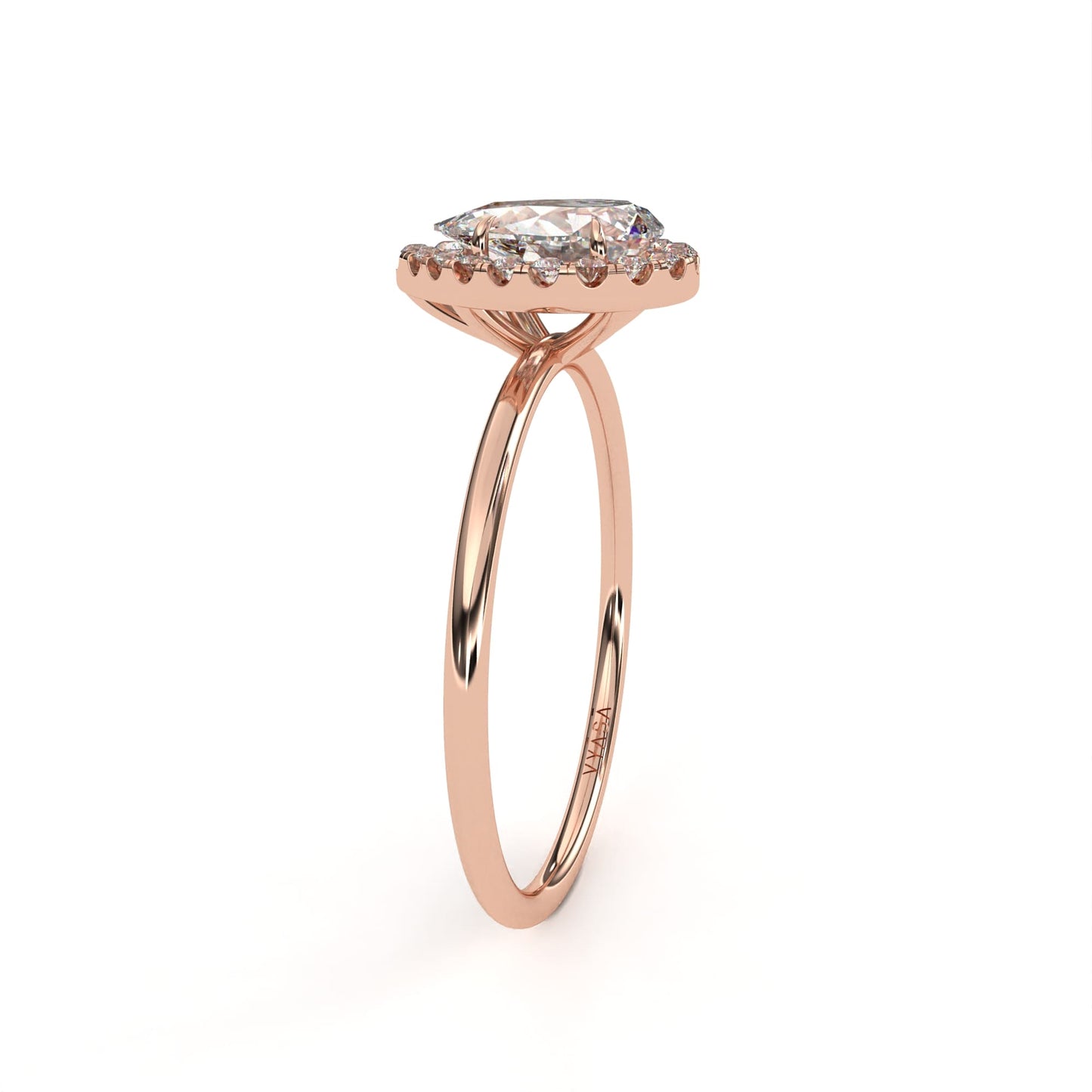 Pear Halo Ring Rose Gold