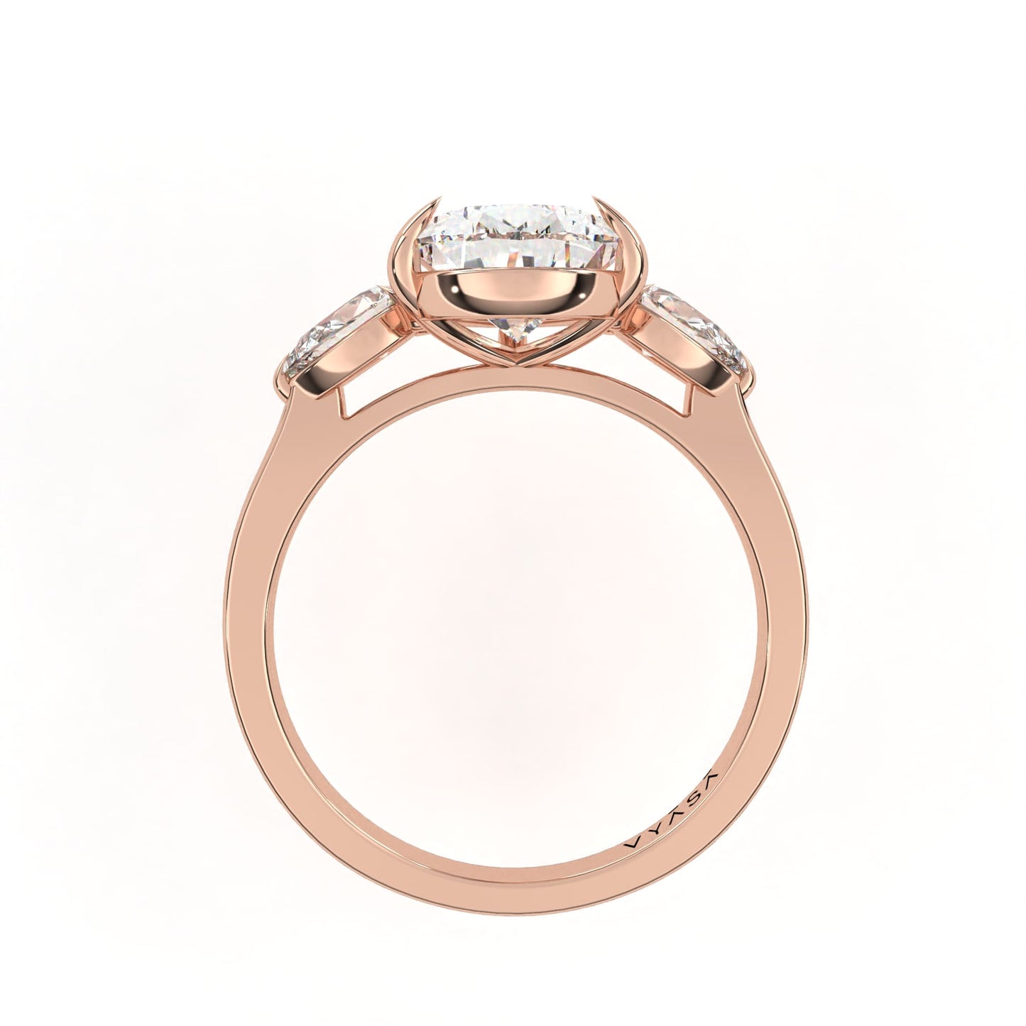 Pear Tri-Stone Ring Rose