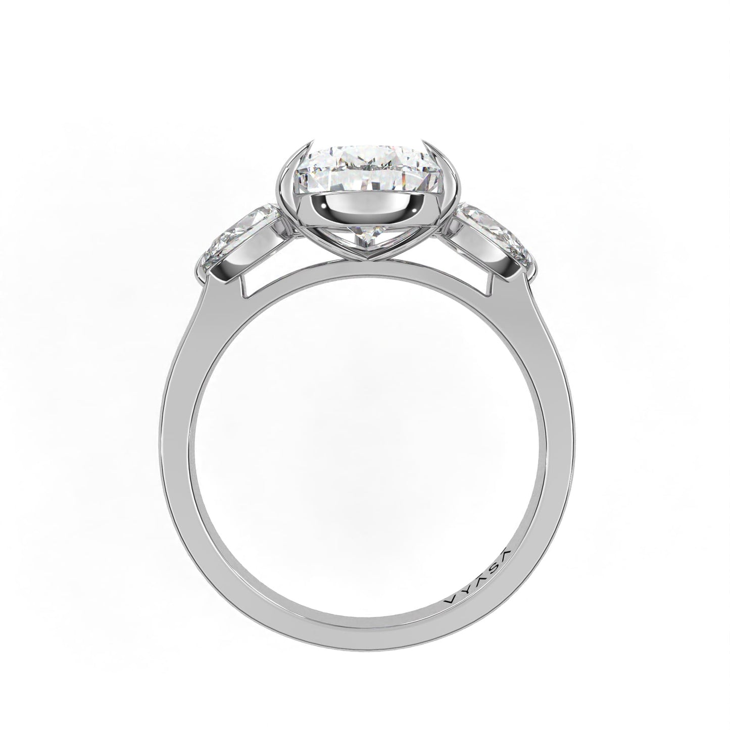 Pear Tri-Stone Ring White
