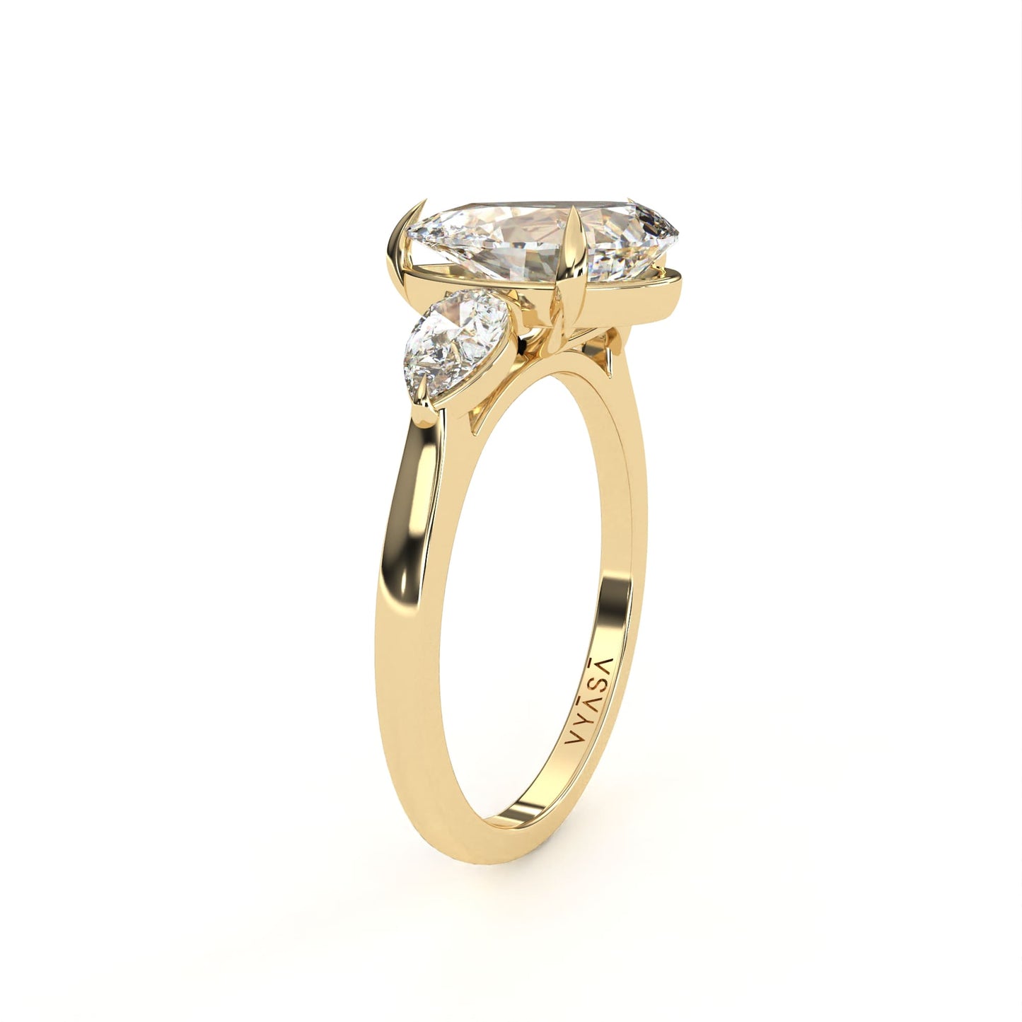Pear Tri-Stone Ring Yellow