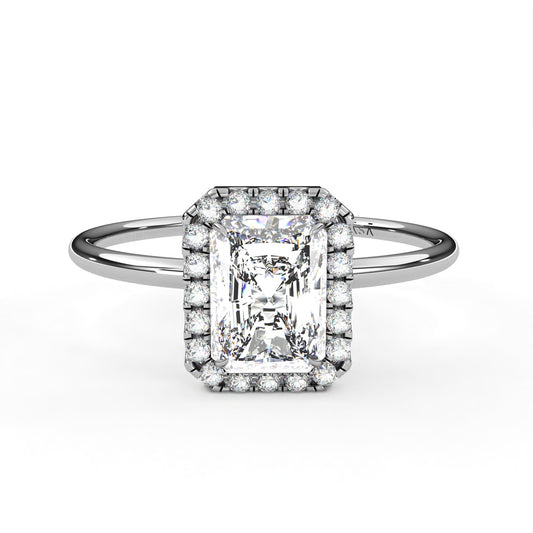 Radiant Halo Ring White Gold