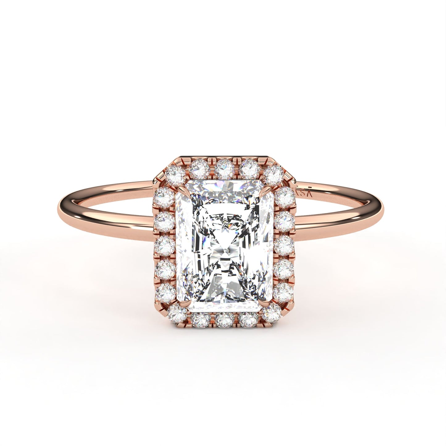 Radiant Halo Ring Rose Gold