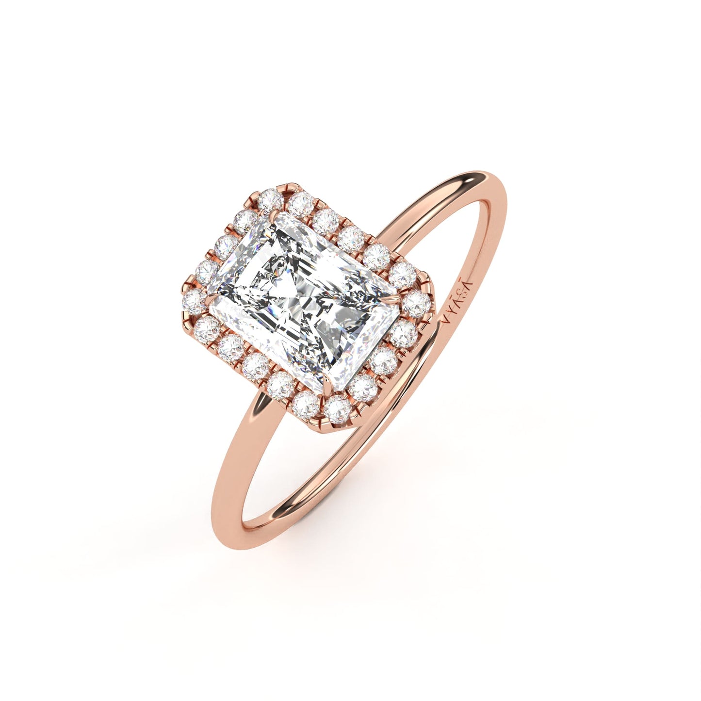 Radiant Halo Ring Rose Gold