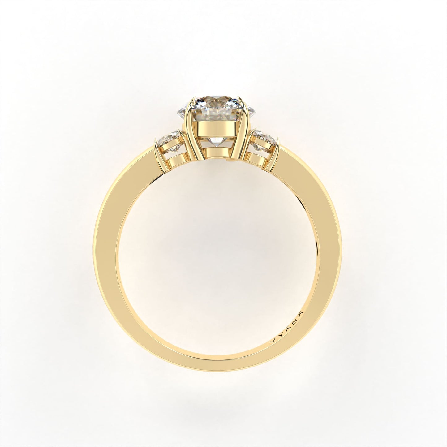 Round Tri-Stone Ring Yellow