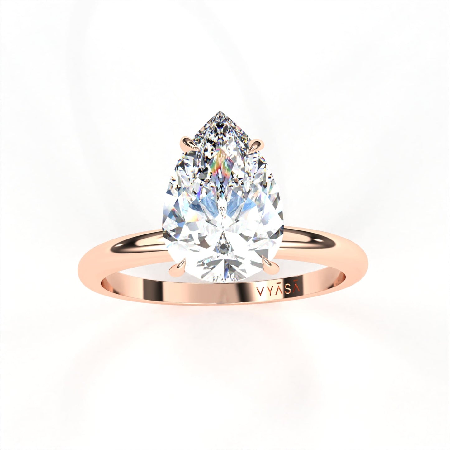 Pear Hidden Halo Ring Rose