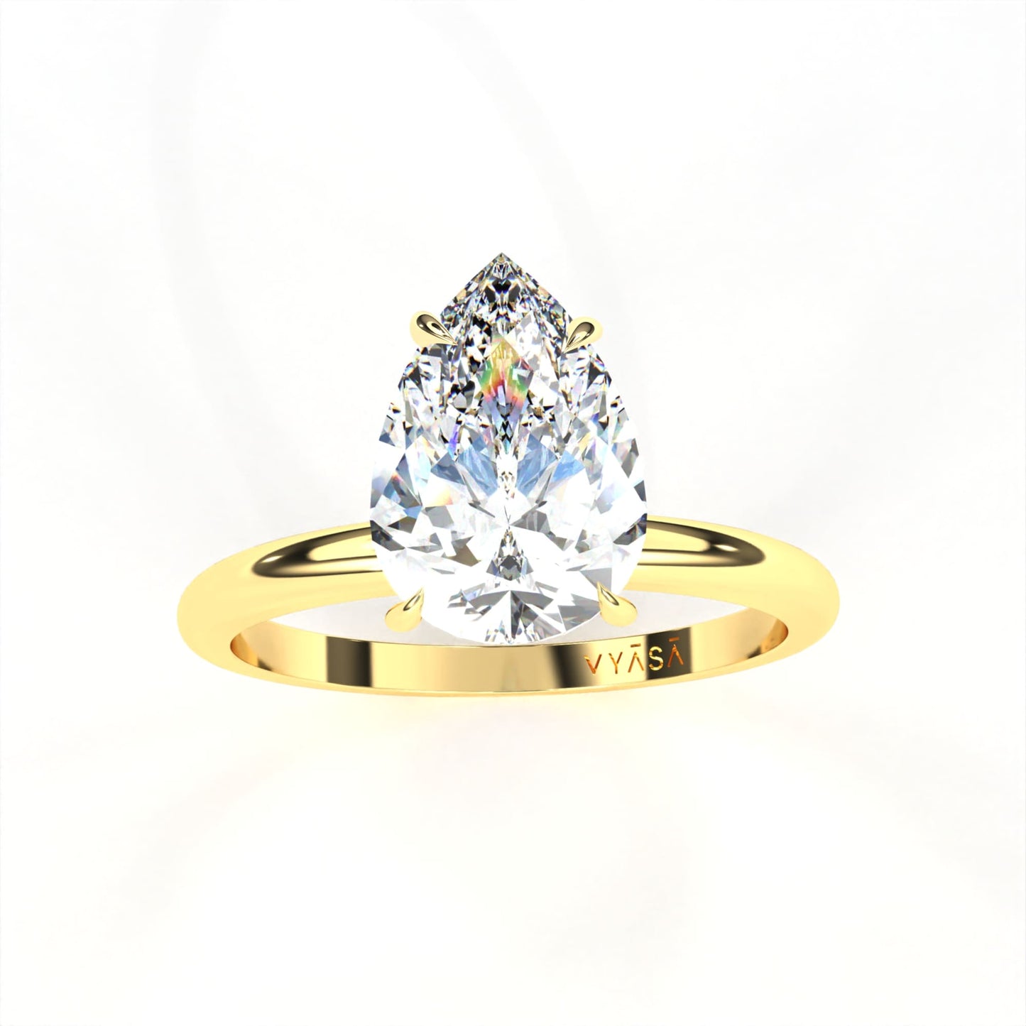 Pear Hidden Halo Ring Yellow