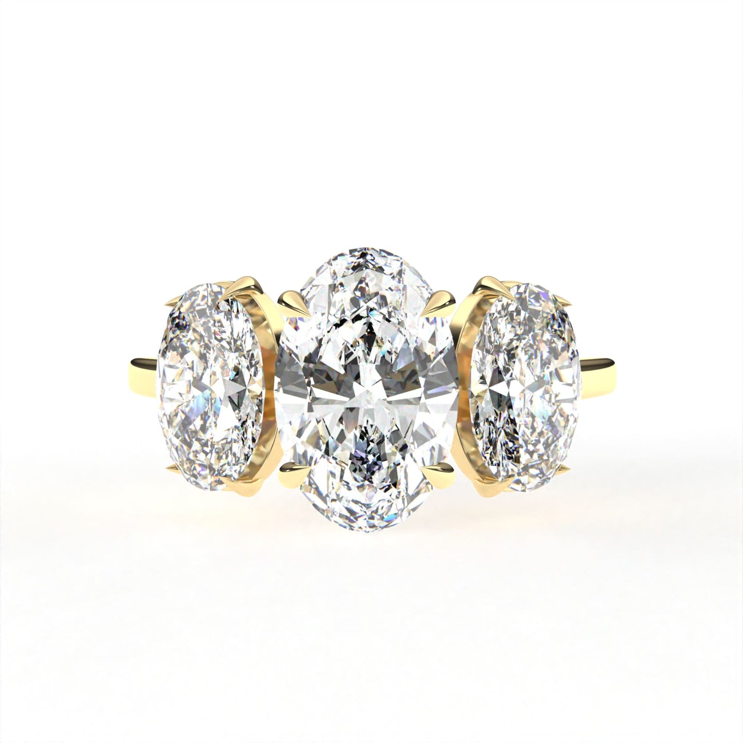 Oval Tri-stone Ring Yellow