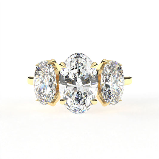 Oval Tri-stone Ring Yellow