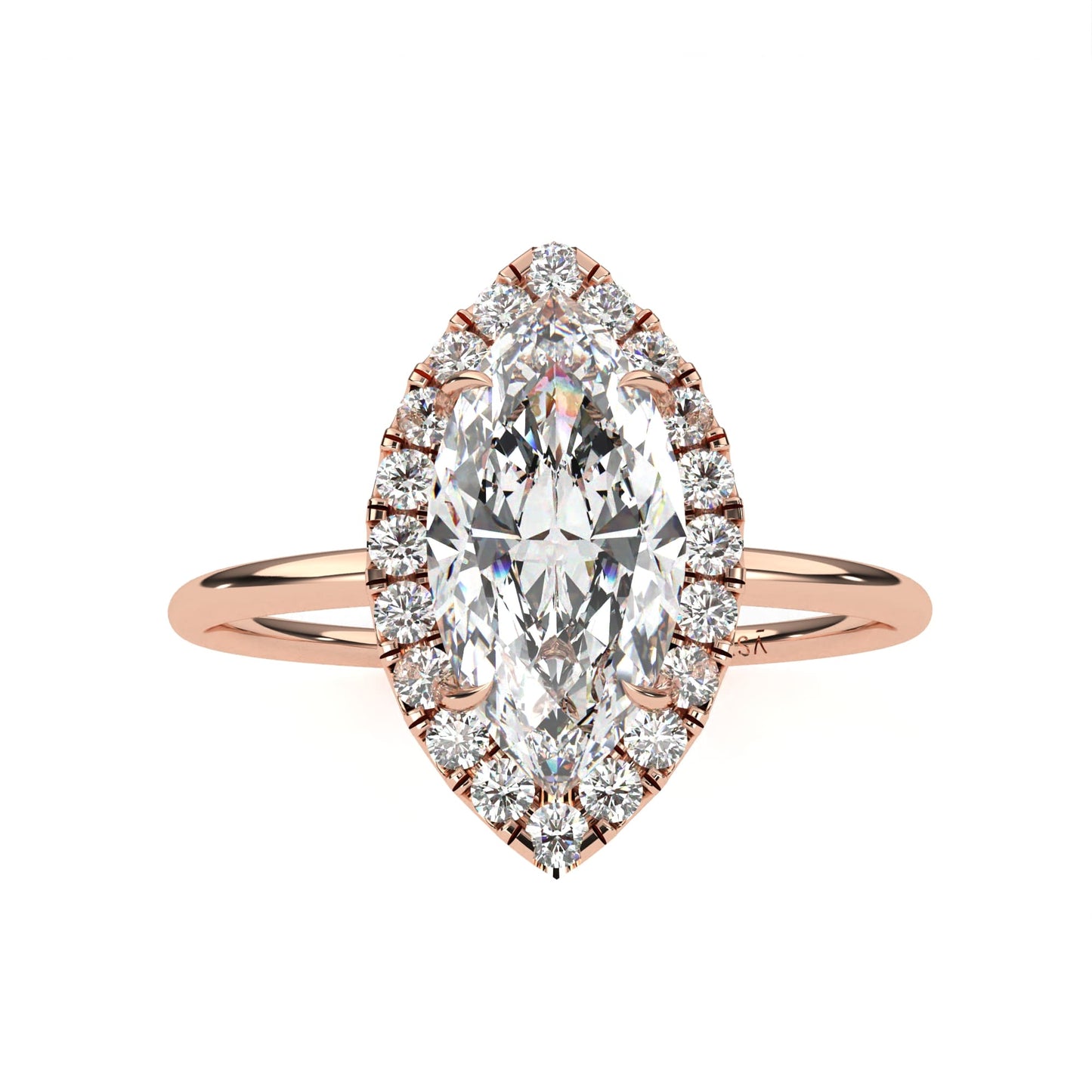 Marquise Halo Ring Rose Gold