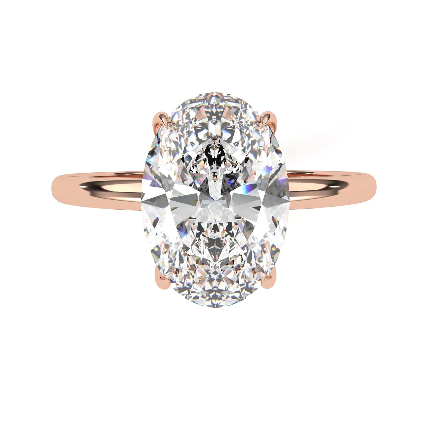 Oval Hidden Halo Ring Rose