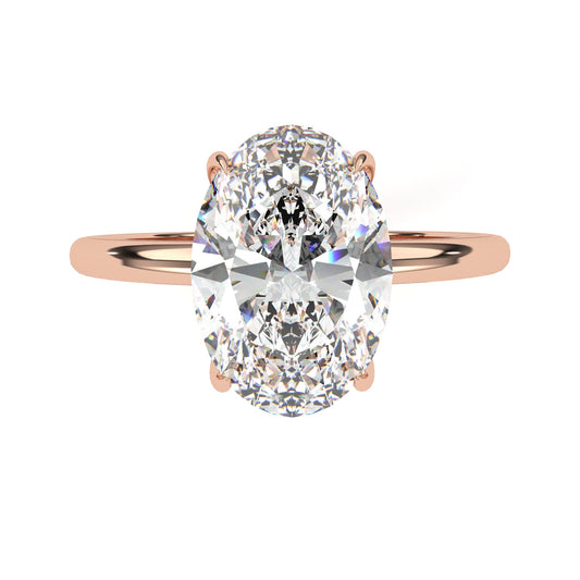 Oval Hidden Halo Ring Rose