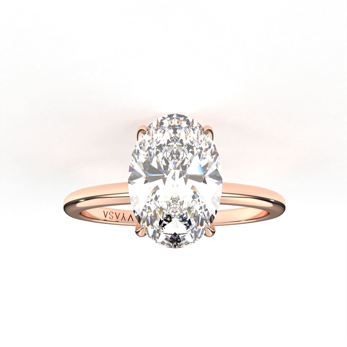 Oval Hidden Halo Ring Rose